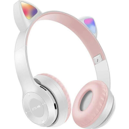 (Grey) Cute Cat Ear LED Bluetooth Wireless Headset