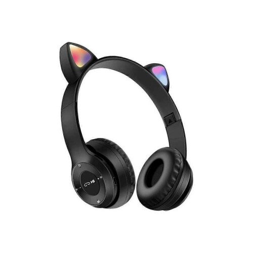(Black) Cute Cat Ear LED Bluetooth Wireless Headset 1