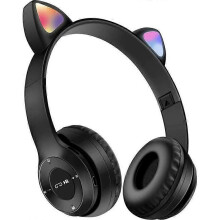 (Black) Cute Cat Ear LED Bluetooth Wireless Headset