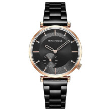(Black) MINI FOCUS Women's Watch Waterproof Diamondt Stainless Steel Strap 0333L
