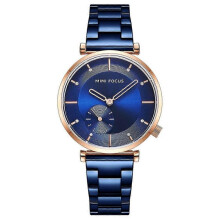 (Blue) MINI FOCUS Women's Watch Waterproof Diamondt Stainless Steel Strap 0333L