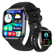 (Black) Smart Watch For Men Women T12PRO Heart Rate Blood Oxygen Health Monitoring Outdoor Sports Waterproof Smartatch