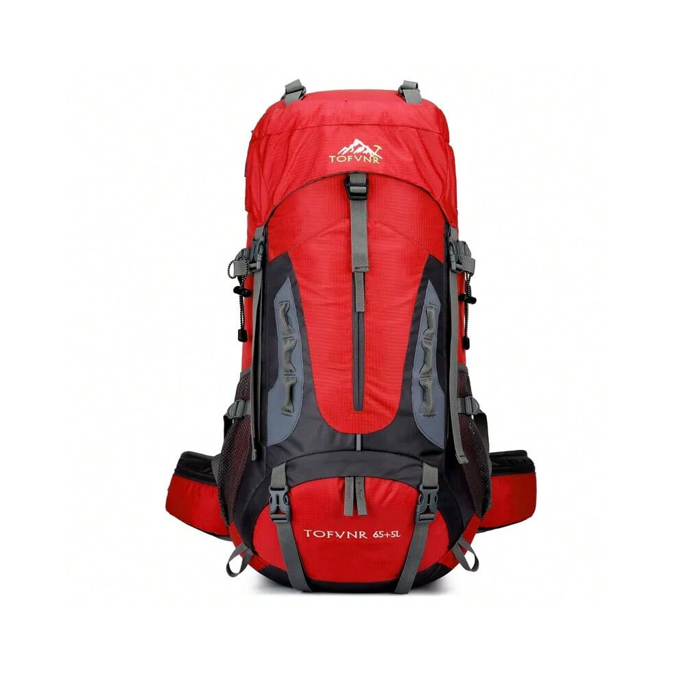 (RED COLOR) New 65L Outdoor Backpack Camping Climbing Bag Waterproof Mountaineering Hiking Backpacks Sport Bag Climbing Hydrate Rucksack-image-OPC-PHQMWK5-NEW