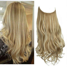 (18inch) Adjustable Headband Invisible Wire Hair Extensions Highlight Long Curly Synthetic Hairpiece For Women Color22H613