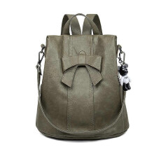 (Green) Women Backpack Purse PU Leather Anti-theft Cute Bow Shoulder Bag Fashion Ladies Satchel Bags