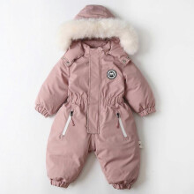 (110cm, Pink) Unisex Children's One-Piece Snowsuits, Ski Overall with Hood, Waterproof Thickened Warm Outdoor Ski Suits for Baby