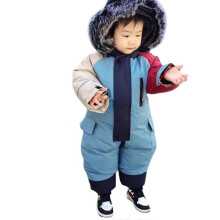 (90cm, Light Blue) Unisex Children's One-Piece Snowsuits, Ski Overall with Hood, Waterproof Thickened Warm Outdoor Ski Suits for Baby