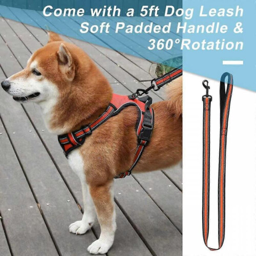 (M) Dog Harness for Medium Large Dogs, No Pull Service Vest with Reflective Strips and Control Handle, Adjustable and Comfortable for Easy Walking 2