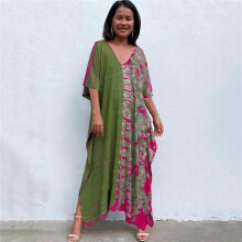 Women's Beach Blouse Printed Beach Long Dress Cover-up Dress Sundress DN0018