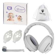 (Grey) Comfortable Adjustable Baby Ear Muff Dual Purpose Earmuffs Baby Hearing Care For Infants Sleep