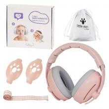 (Pink) Comfortable Adjustable Baby Ear Muff Dual Purpose Earmuffs Baby Hearing Care For Infants Sleep
