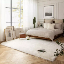 (120 x 170 cm (4x5.6 ft)) Ultra Soft Fluffy Rug White Large Shaggy Rugs Bedroom Living Room Anti Slip Faux Fur Sheepskin Area Rug