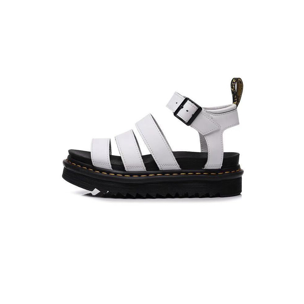 (White, 38) New Women's Sandals Flatform Summer Ankle Strap Chunky