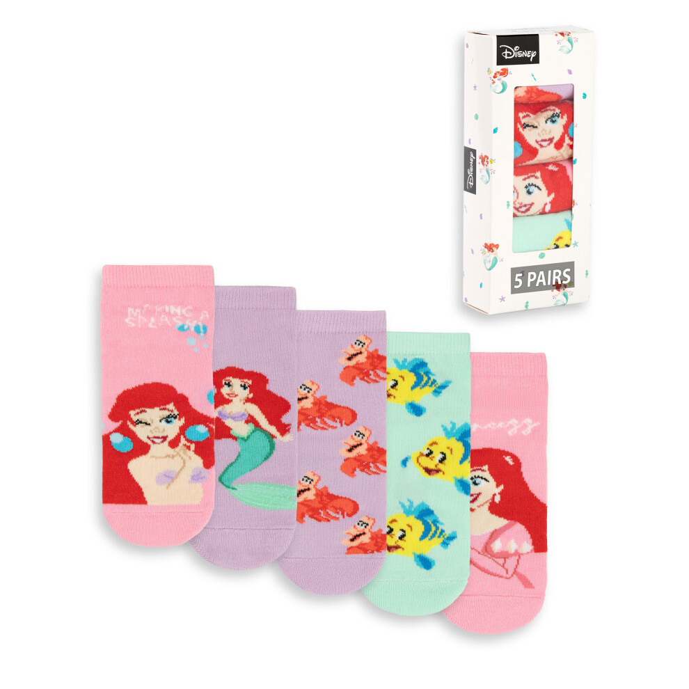 Disney Girls The Little Mermaid Calf Socks Set Of 5 (S Multicoloured)