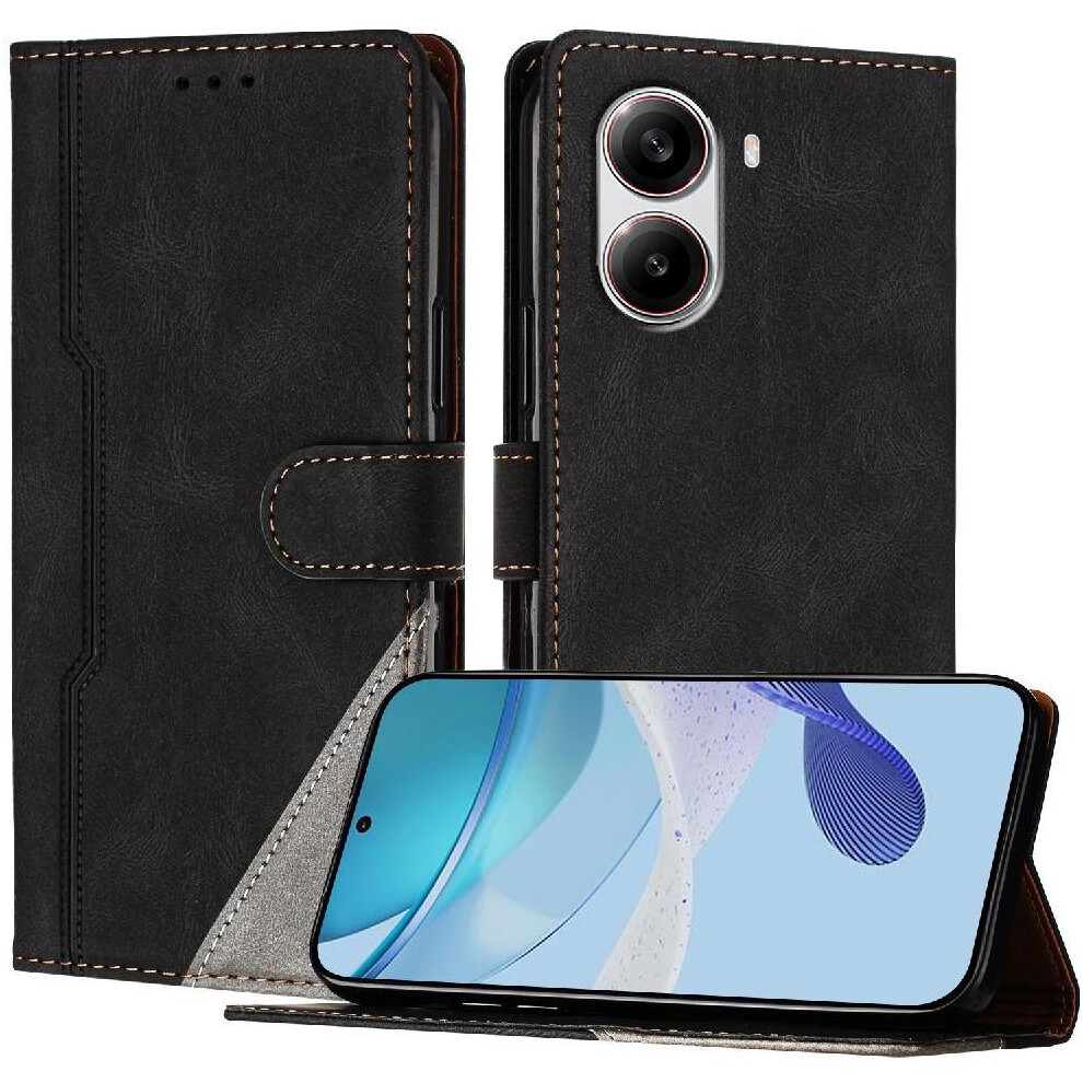(Black) Case For Xiaomi Poco X7 Pro 5G Card Slots Cover Pu Leather Wallet Handy Stand Magnetic Closure Black 764563774159