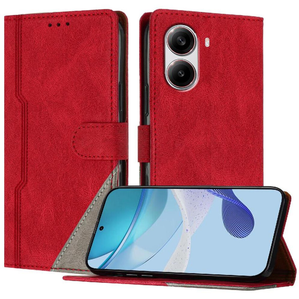 (Red) Case For Xiaomi Poco X7 Pro 5G Card Slots Cover Pu Leather Wallet Handy Stand Magnetic Closure Red 764563774166