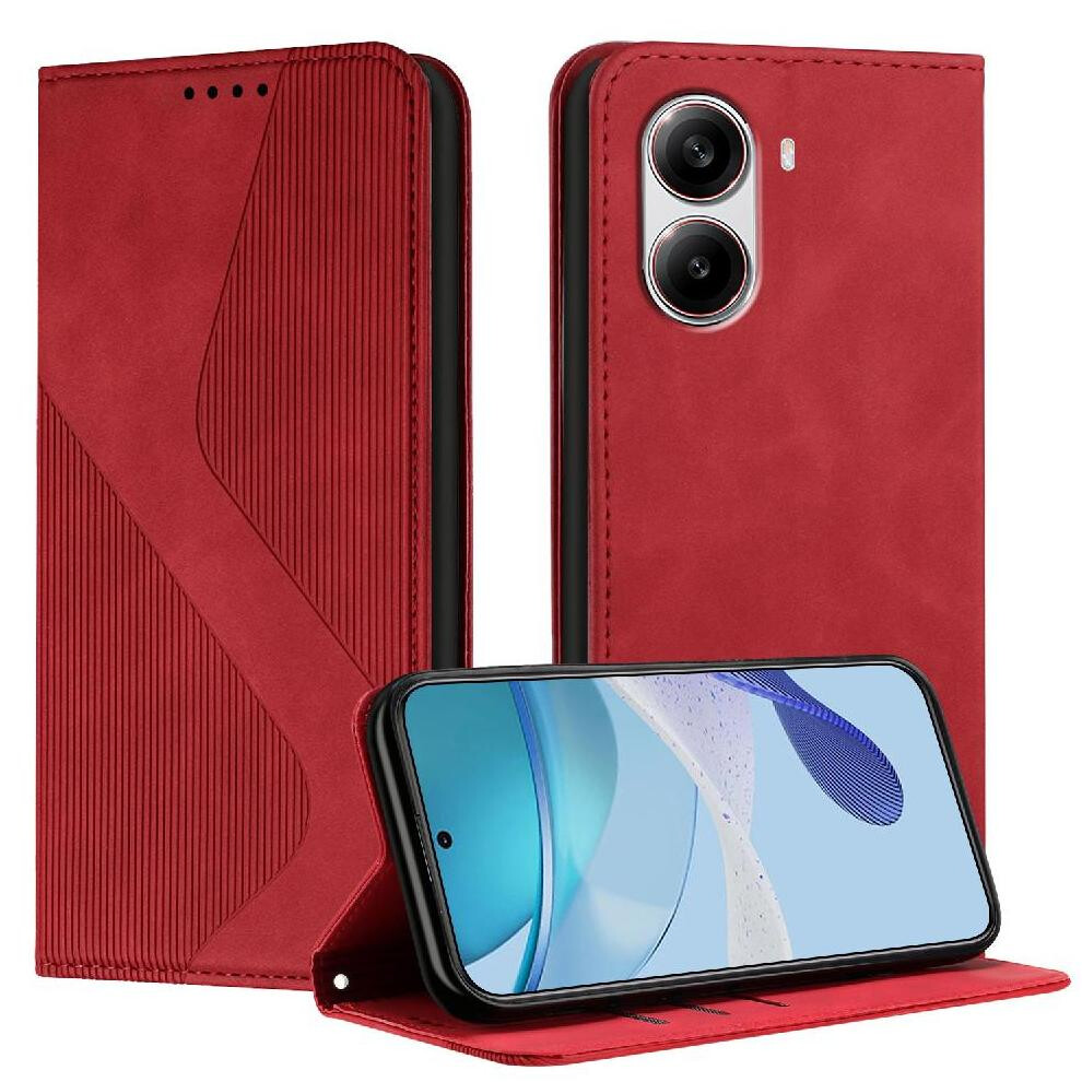 (Red) Case For Xiaomi Poco X7 Pro 5G Pu Leather Card Slots Holder Wallet Kickstand Folio Flip Magnetic Red 764563774555