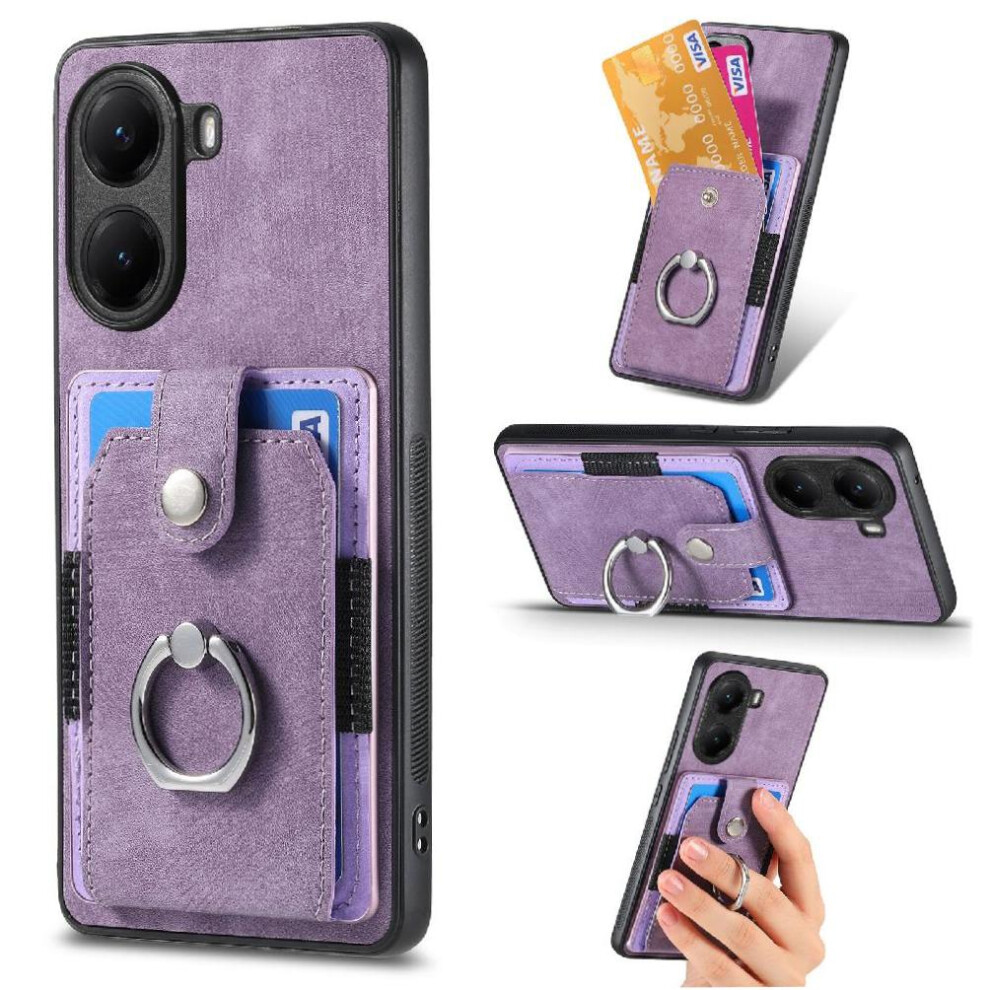 (Purple) Case For Xiaomi Poco X7 Pro Crad Slot Magnetic Car Mount Ring Holder Stand Purple 764563775873
