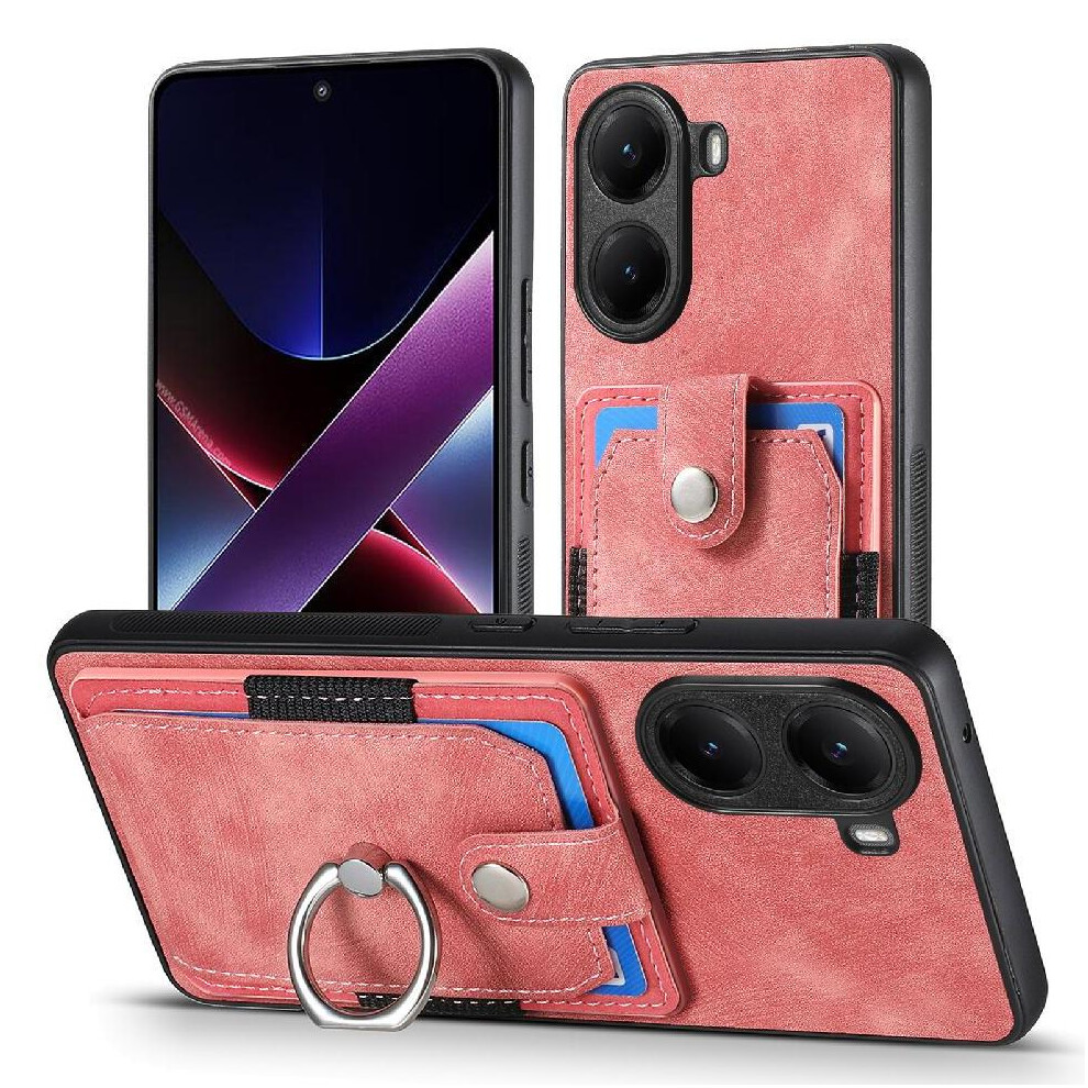 (Pink) Case For Xiaomi Poco X7 Pro Crad Slot Magnetic Car Mount Ring Holder Stand Pink 764563775835