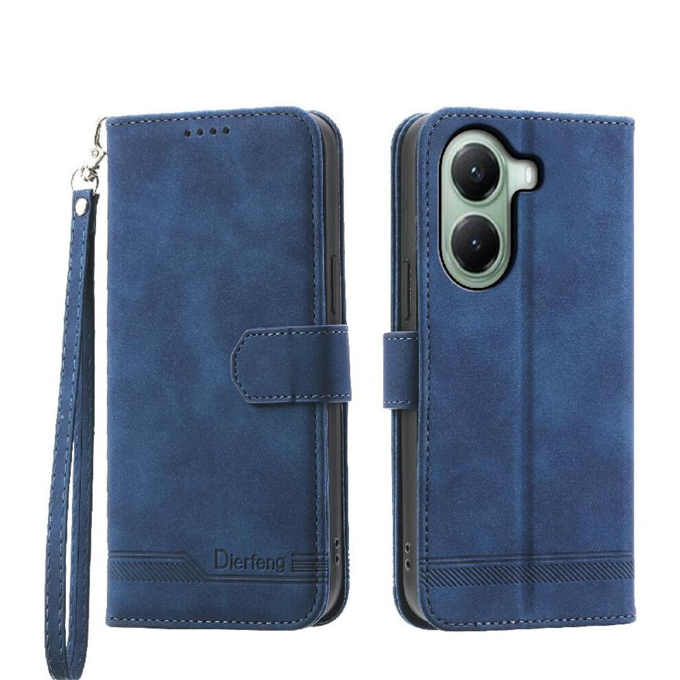 (Blue) Flip Case For Xiaomi Poco X7 Pro Premium Magnetic Closure Wristband Card Slots Cash Pocket Blue 764563776122