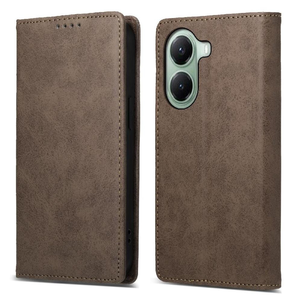(Brown) Flip Case For Xiaomi Poco X7 Pro Business Casual Card Slot Shockproof Tpu Kickstand Brown 764563776184