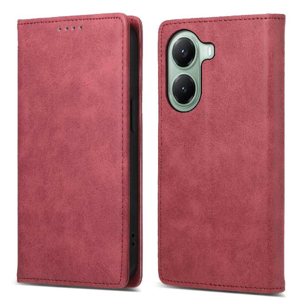 (Red) Flip Case For Xiaomi Poco X7 Pro Business Casual Card Slot Shockproof Tpu Kickstand Red 764563776160