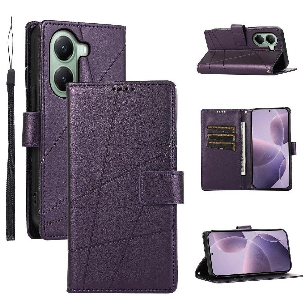 (Purple) Case For Xiaomi Poco X7 Pro Three Card Slots Shock Absorbing Shockproof Kickstand Purple 764563776245