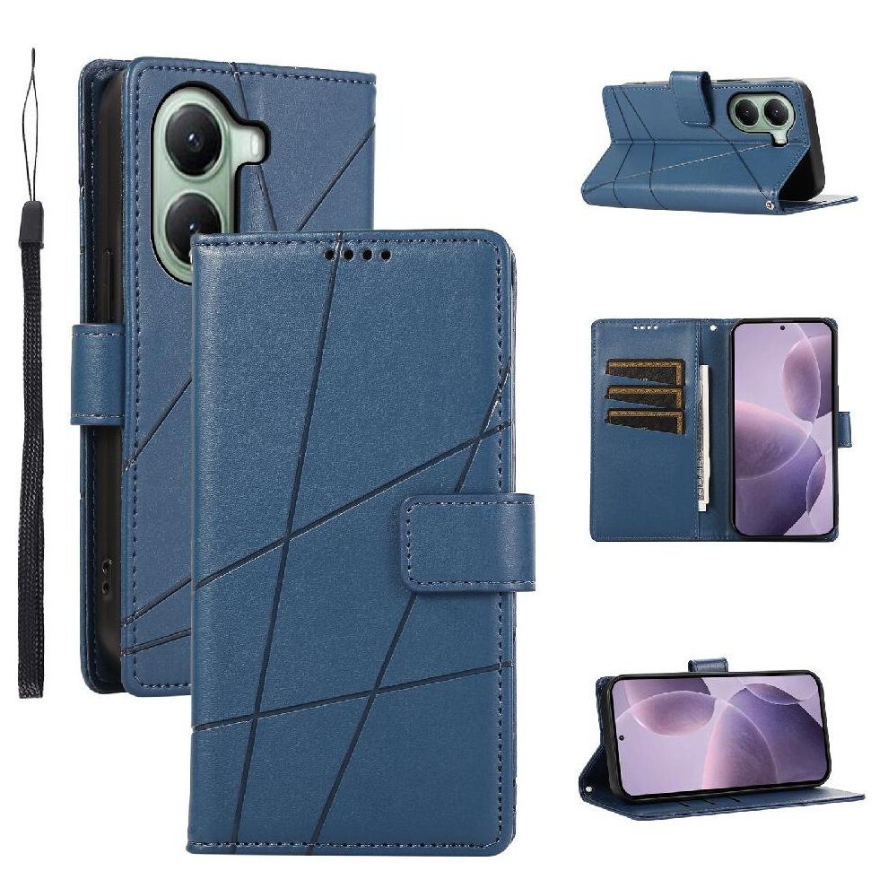 (Blue) Case For Xiaomi Poco X7 Pro Three Card Slots Shock Absorbing Shockproof Kickstand Blue 764563776191