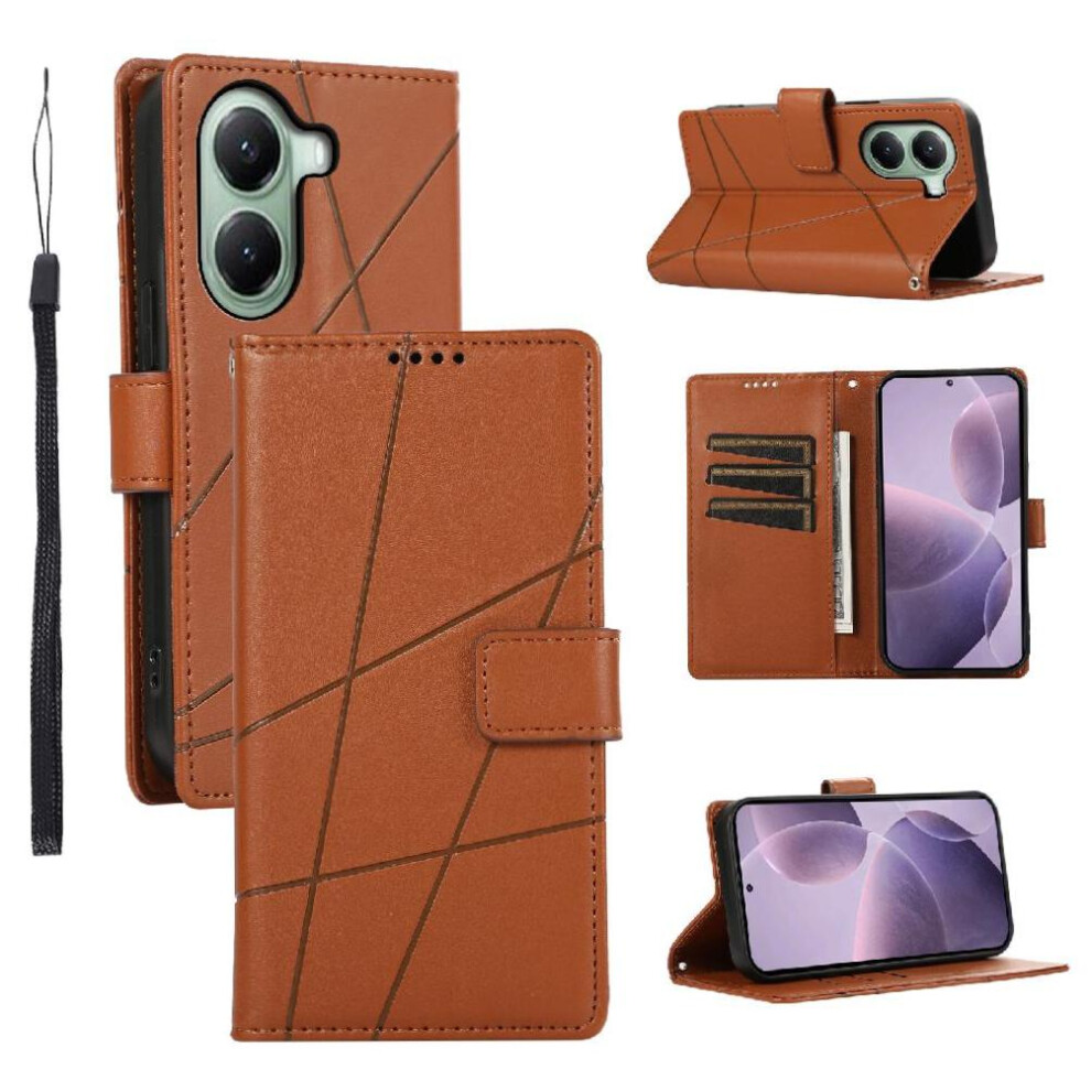 (Brown) Case For Xiaomi Poco X7 Pro Three Card Slots Shock Absorbing Shockproof Kickstand Brown 764563776221