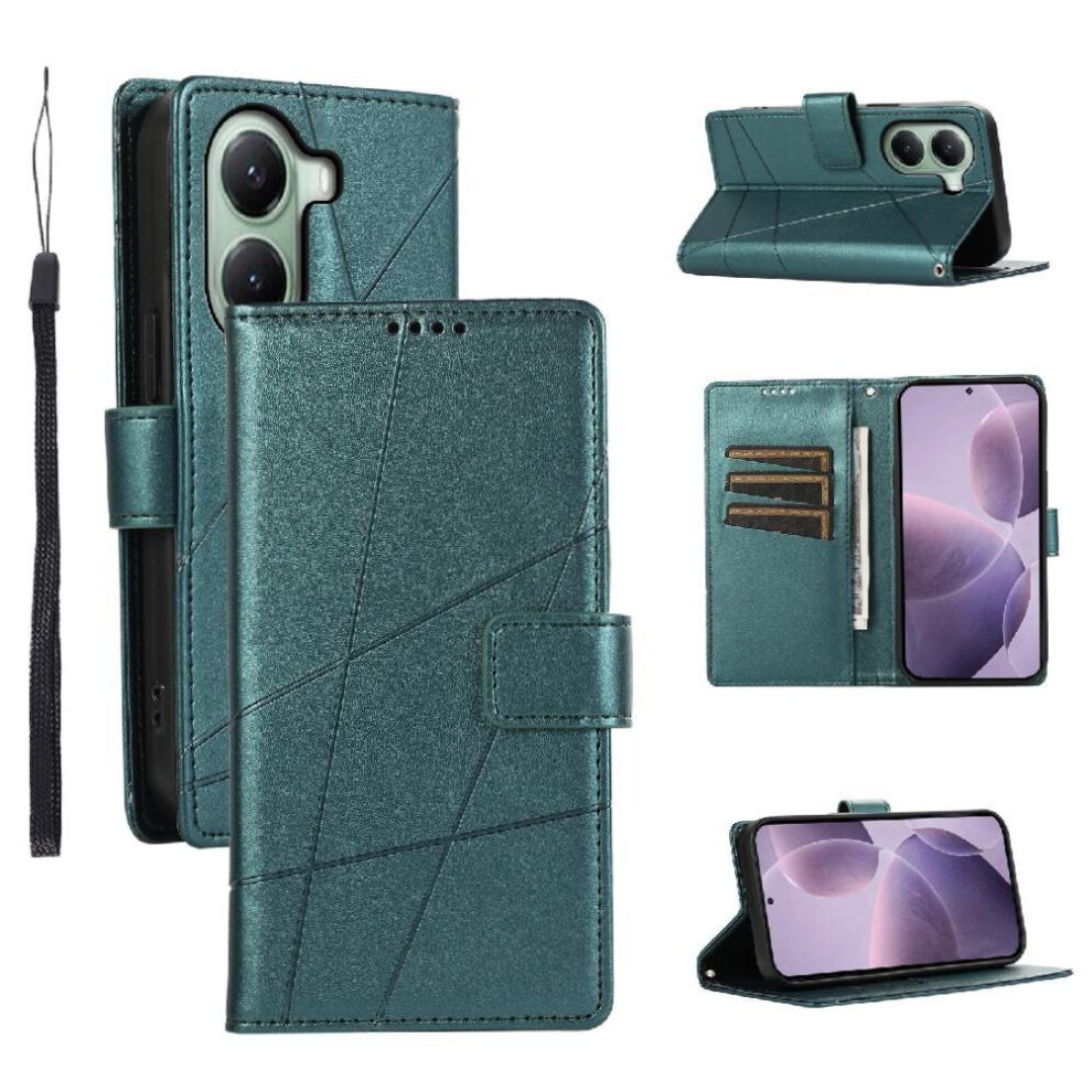 (Green) Case For Xiaomi Poco X7 Pro Three Card Slots Shock Absorbing Shockproof Kickstand Green 764563776238