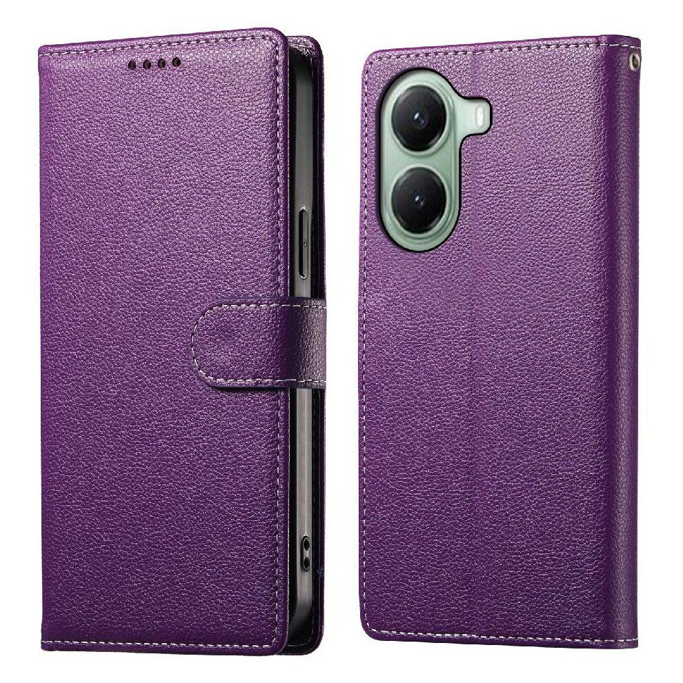 (Purple) Case For Xiaomi Poco X7 Pro Card Slots Magnetic Closure Daily Use Shockproof Purple 764563776597
