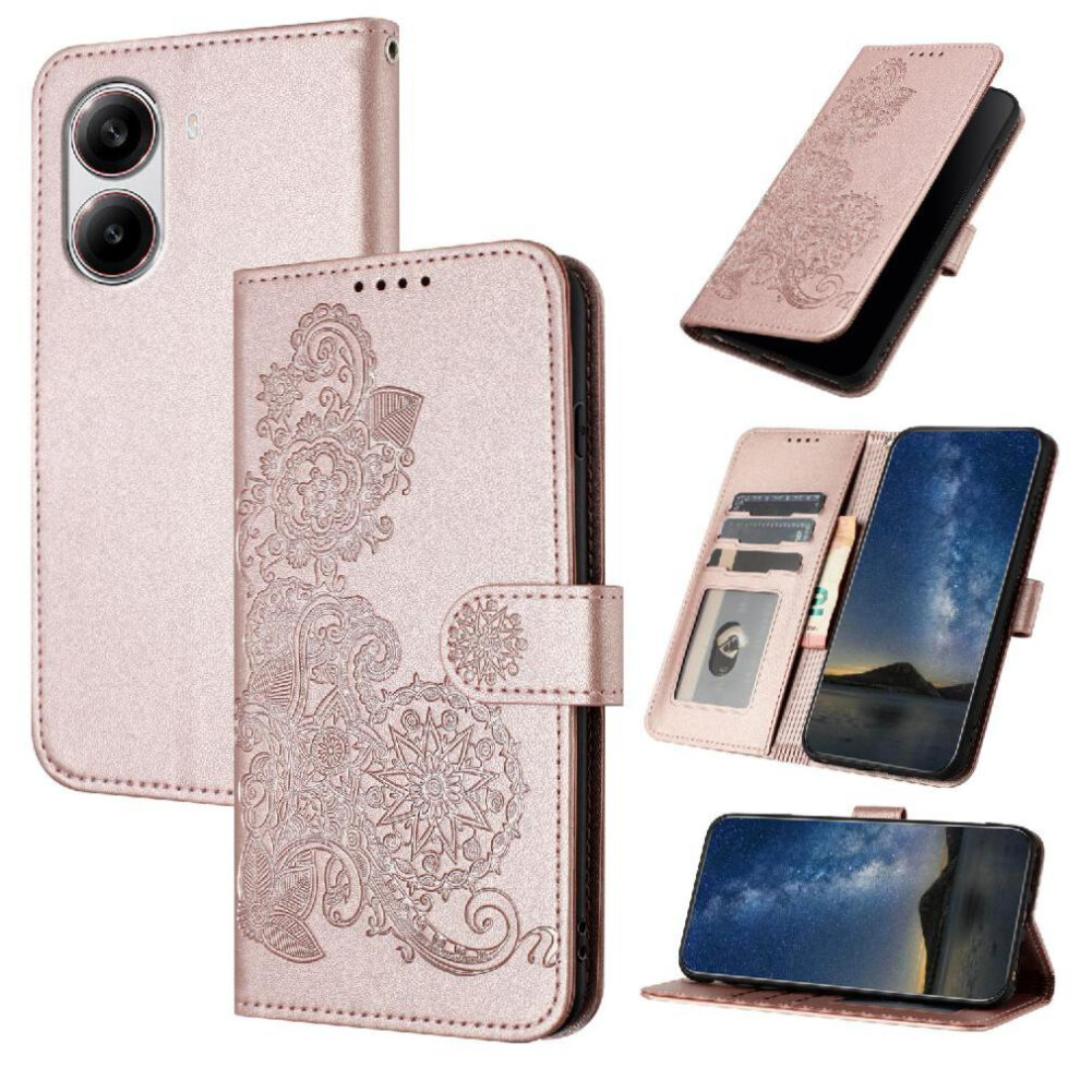 (Pink) Flip Case For Xiaomi Poco X7 Pro With Card Slot Stand Pu Leather Magnetic Closure Kickstand Protective Flip Folio Book Pink 764563776887