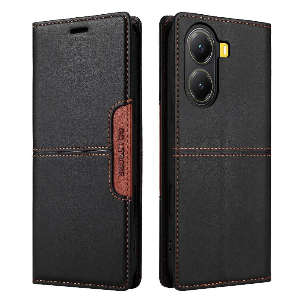 (Black) Flip Case For Xiaomi Poco X7 Pro Flip Cover Wallet Rfid Blocking Shockproof Black 764563777228