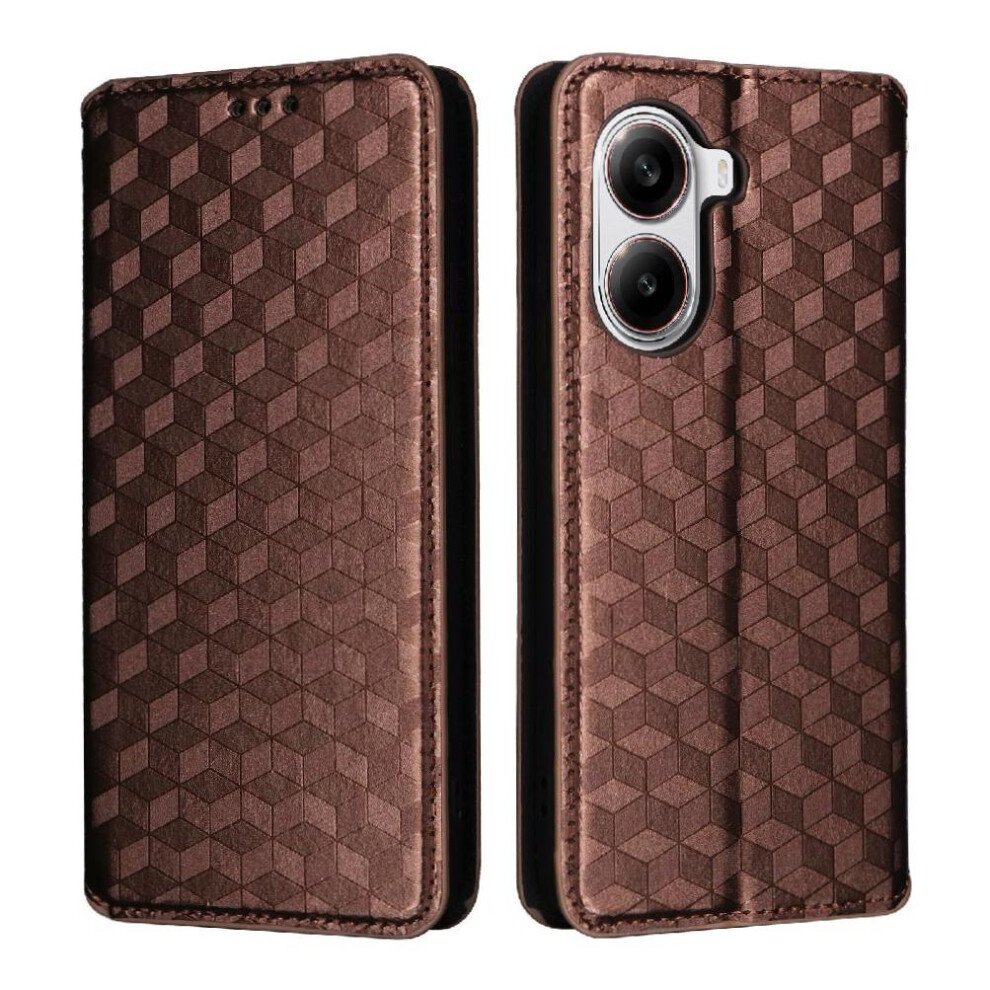 (Brown) Case For Xiaomi Poco X7 Pro Magnetic Closure Wallet Pu Leather 3D Pattern Card Slots Holder Brown 764563777501