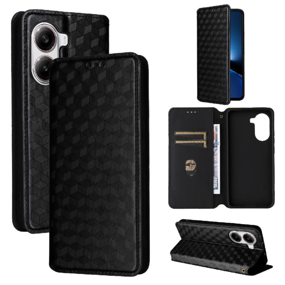 (Black) Case For Xiaomi Poco X7 Pro Magnetic Closure Wallet Pu Leather 3D Pattern Card Slots Holder Black 764563777556
