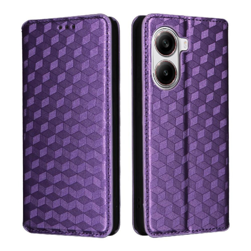 (Purple) Case For Xiaomi Poco X7 Pro Magnetic Closure Wallet Pu Leather 3D Pattern Card Slots Holder Purple 764563777518