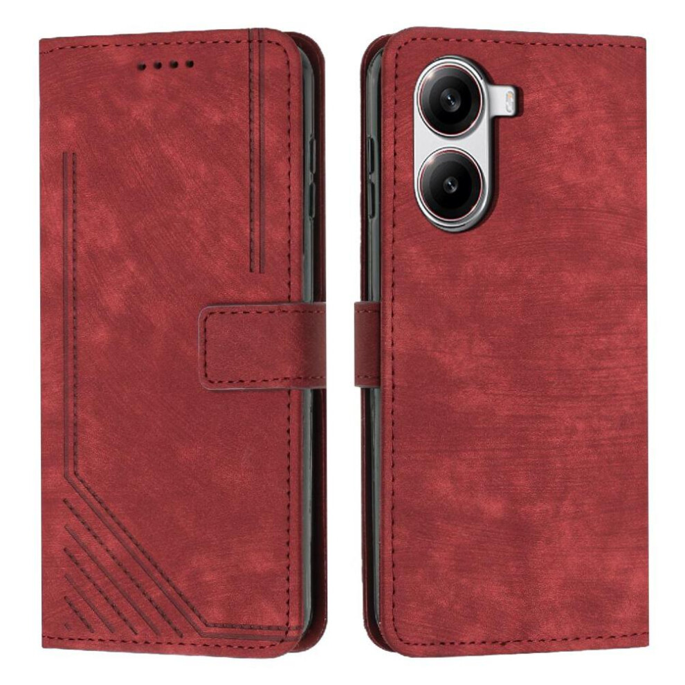 (Red) Flip Case For Xiaomi Poco X7 Pro 5G Pu Leather Card Insertion Kickstand Wallet Red 764563778041