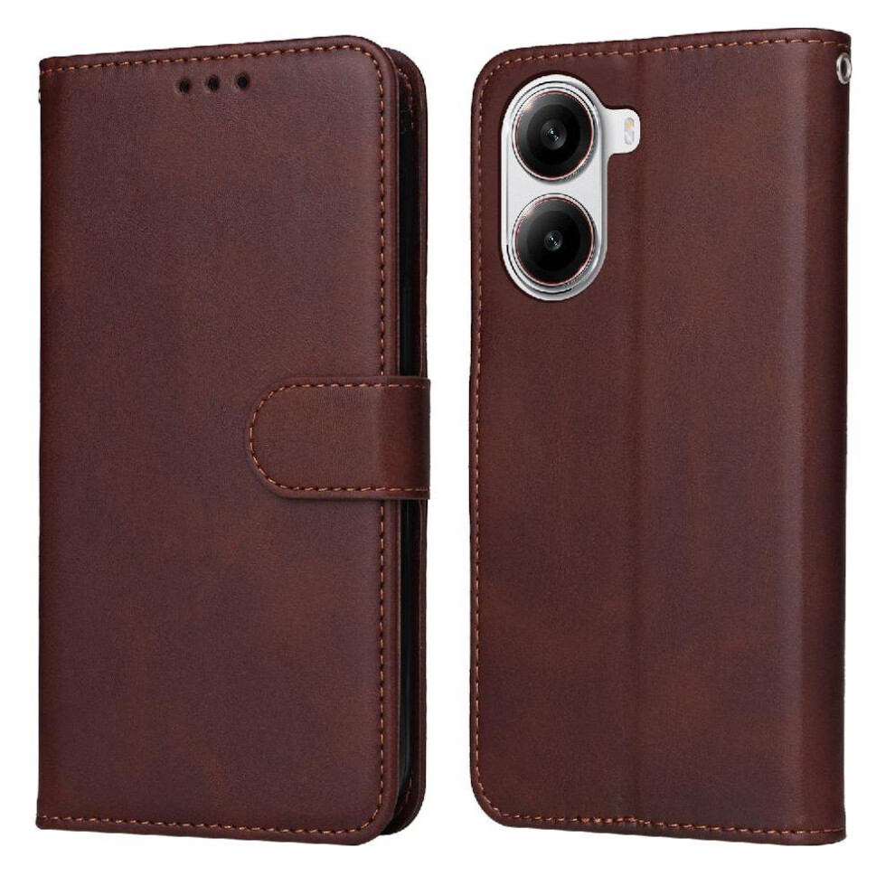 (Brown) Flip Case For Xiaomi Poco X7 Pro Magnetic Closure Card Slots Flip Cover Precise Cutouts Brown 764563778393