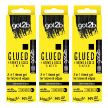 Got2b GEL Glued B&E Tint Black 16ml (3 Pack) - Strong Hold & Flyaway Control