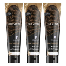 Schwarzkopf Hair Gloss Shine Treatment Cacao Brown 150ml, 3 Pack