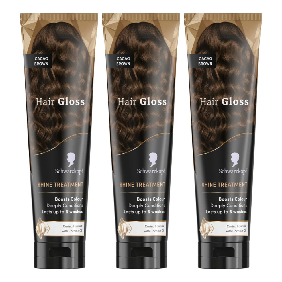 Schwarzkopf Hair Gloss Shine Treatment Cacao Brown 150ml, 3 Pack