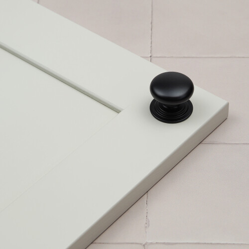 (38mm Knob) Black Kitchen Cup Handle and Knobs Cabinet Pull 2
