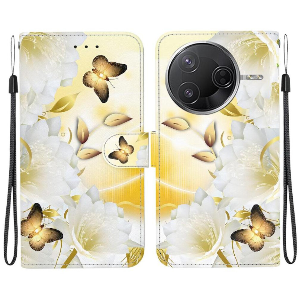 (C7 ) Flip Case For Xiaomi Poco F7 Pro Magnetic Closure Card Slots Wallet Butterfly Flower Painted Pu Leather 764563779529