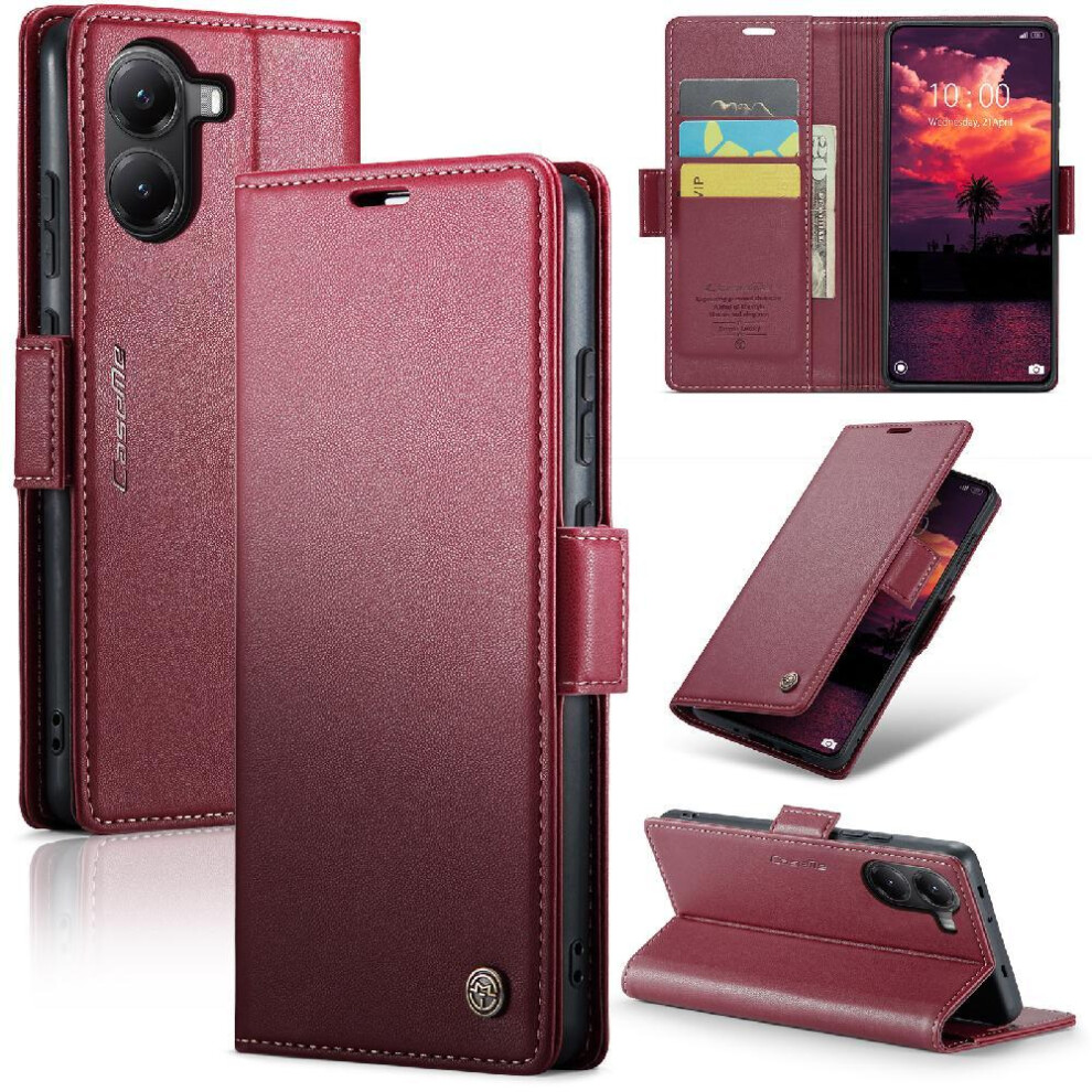 (Red) Flip Case For Xiaomi Poco X7 Pro Wallet Case Kickstand Card Slot Shockproof Case Anti Fraud Red 764563780518