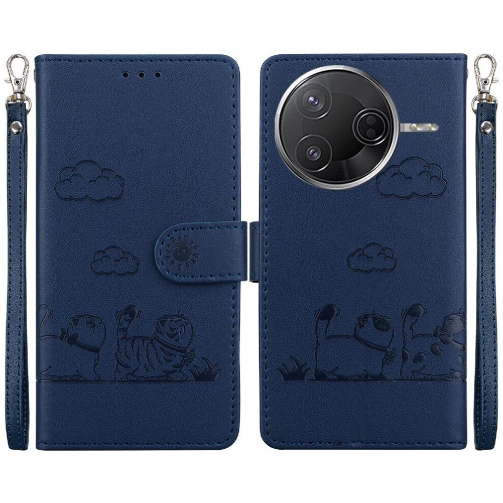 (Blue) Flip Case For Xiaomi Poco F7 Ultra Leather Wallet Card Slot Holder Kickstand Cat Rfid Blue 764563780631