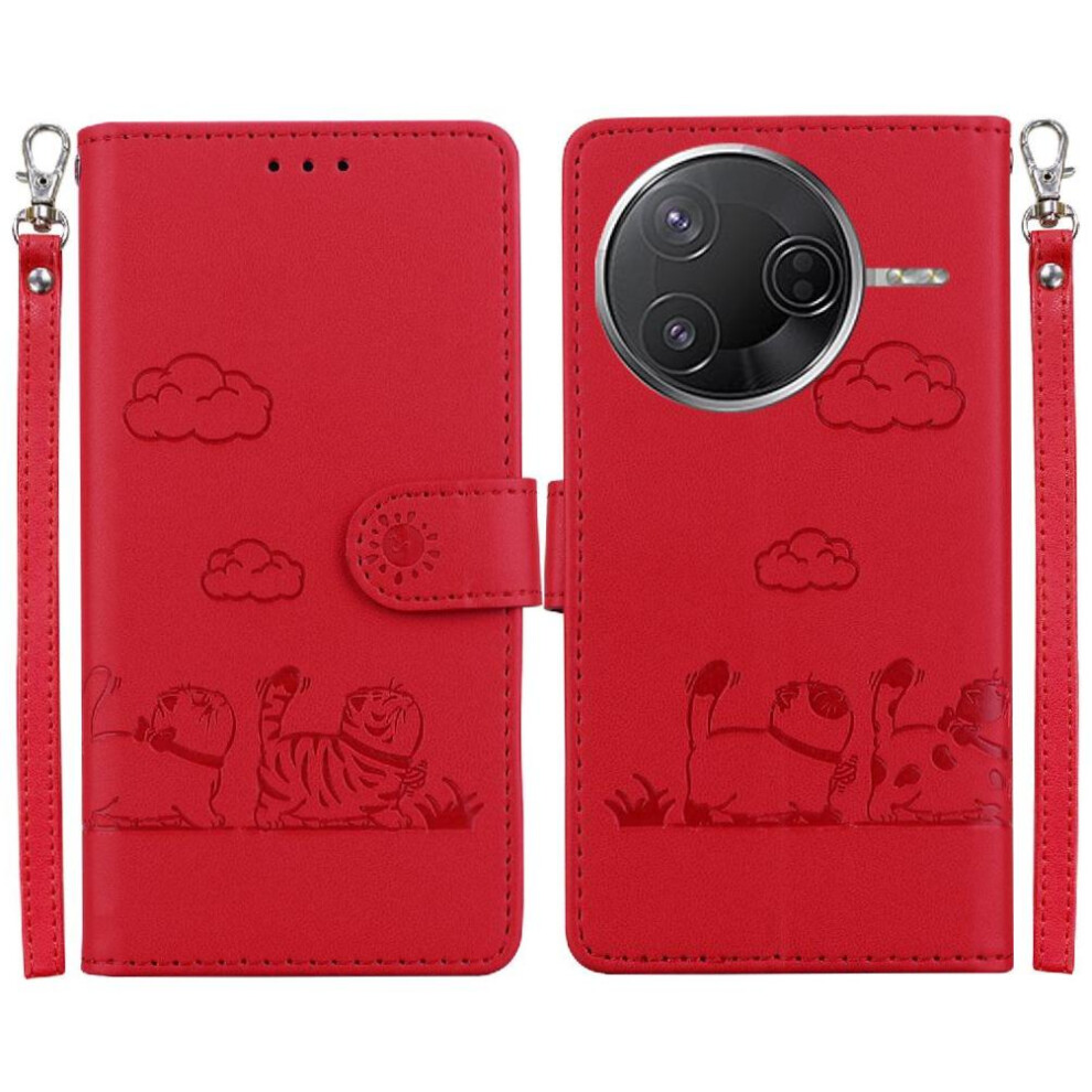 (Red) Flip Case For Xiaomi Poco F7 Ultra Leather Wallet Card Slot Holder Kickstand Cat Rfid Red 764563780624