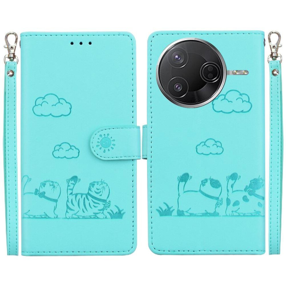 (Green) Flip Case For Xiaomi Poco F7 Pro Cat Rfid Leather Wallet Card Slot Holder Kickstand Green 764563780662