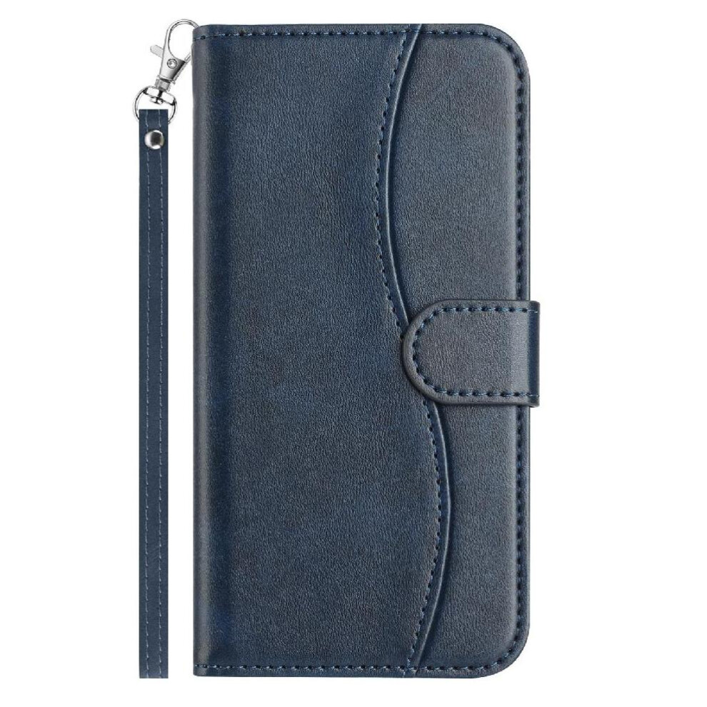 Photos - Case  Flip  for Motorola Moto G82 Colorful Card Slots Holder Wrist Strap Shockproof Pu Leather(Blue)