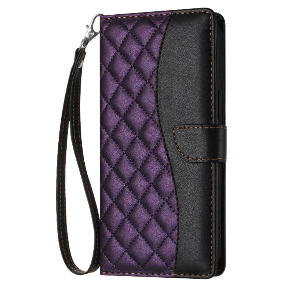 Photos - Case  Flip  for Motorola Moto G82 Card Slots Holder Magnetic Wallet Protection Wrist Strap Pu Leather(Purple)