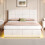 (Cream White) Ottoman Double Bed with LED Lighting 4
